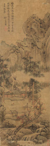 祁豸佳（1594～约1683） 山水 立轴 设色绫本