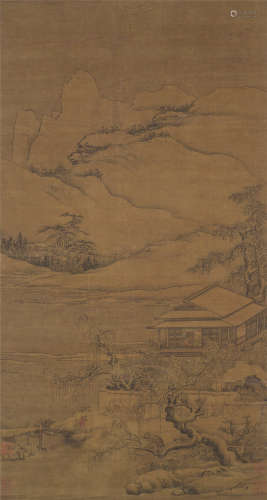 李成（919～967） 雪景山水 立轴 设色绢本