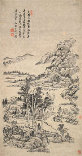 王原祁（1642～1715） 水墨山水 立轴 水墨纸本