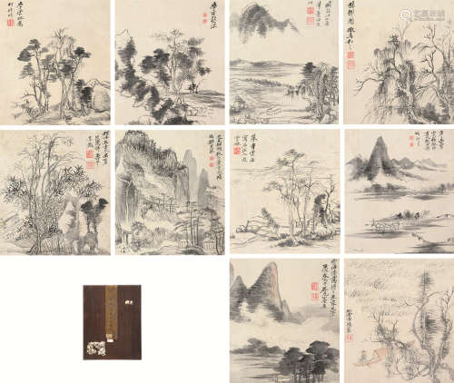 恽寿平（1633～1690） 山水 册页 （十开） 水墨/设色纸本