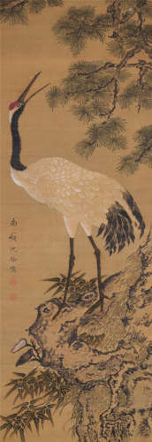 沈铨（1682～1760） 松鹤延年 立轴 设色绢本