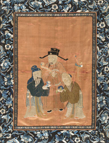清代（1644-1911） 刺绣 三星报喜图