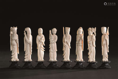 清代（1644-1911） 八僊立像 （八件一组）