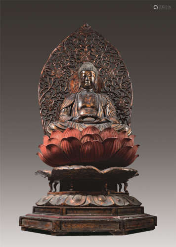 明代（1368-1644） 木漆金释迦牟尼佛座像