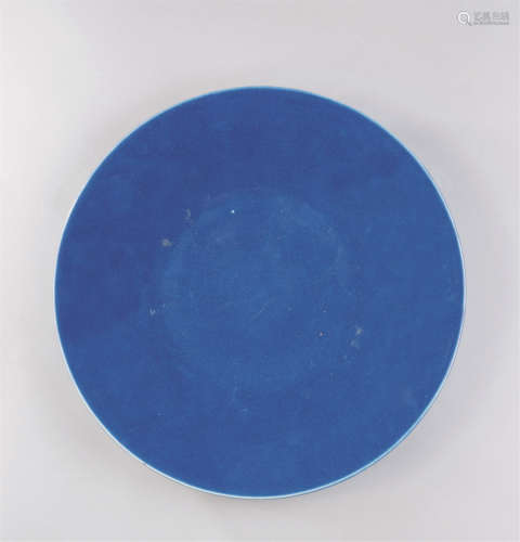 清代（1644-1911） 蓝釉大盘