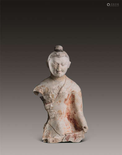 隋代-唐代（581-907） 新疆泥作彩绘佛半身像