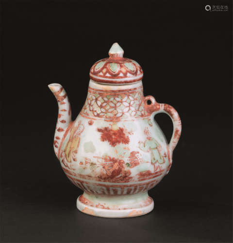 明代（1368-1644） 红绿彩高士纹执壶