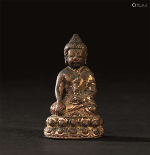 宋代（960-1279） 铜鎏金释迦牟尼佛座像