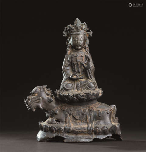 明代（1368-1644） 铜文殊菩萨座像