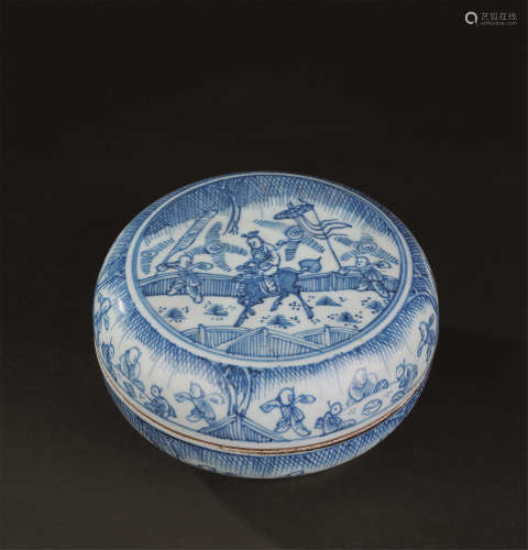 清代（1644-1911） 青花麒麟送子图纹盖盒