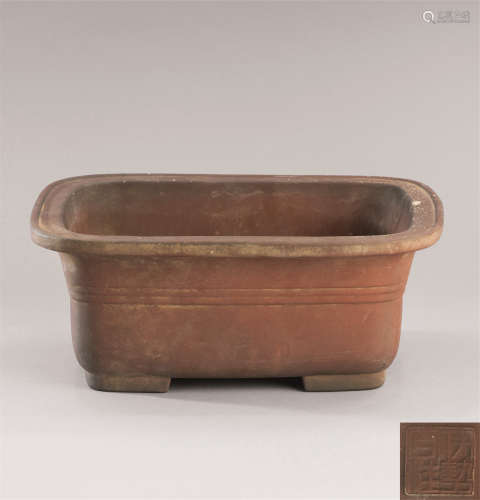 清代（1644-1911） 紫砂四方花盆