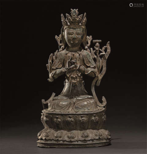 明代（1368-1644） 铜观音座像
