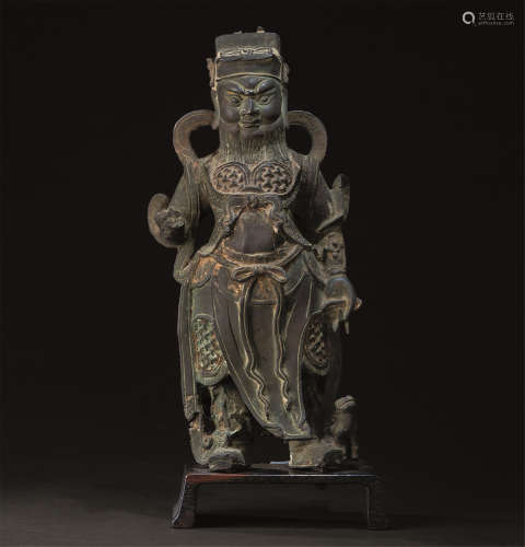 明代（1368-1644） 铜鎏金天王立像