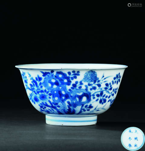 清康熙（1662-1722） 青花花卉纹碗