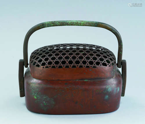 清代（1644-1911） 红铜手炉