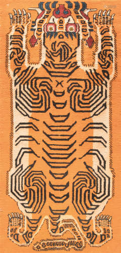 清代（1644-1911） 卧虎图纹地毯