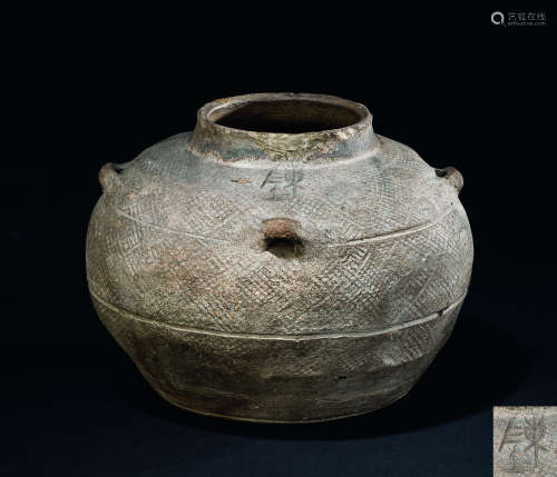 周代（约B.C.1100-256） 灰陶几何纹四系罐