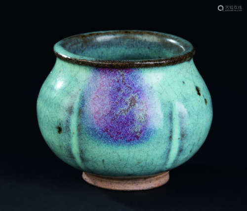 元代（1279-1368） 钧窑紫斑瓜棱香炉