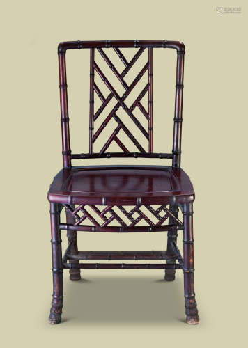 清代（1644-1911） 红木竹节纹椅