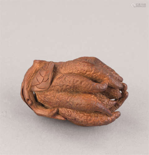 清代（1644-1911） 黄杨木雕佛手摆件
