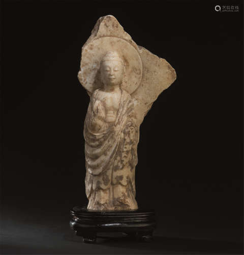 唐代（618-907） 汉白玉雕释迦牟尼佛立像