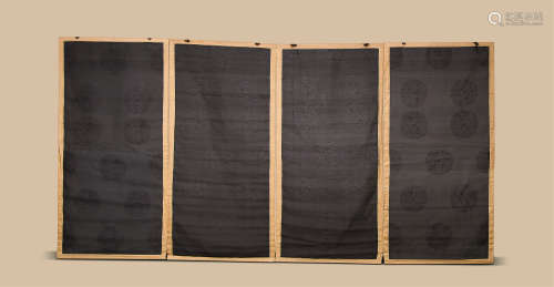 清代（1644-1911） 纳纱团龙纹挂帘 （四件一组）