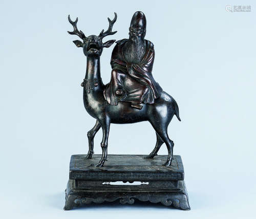 清代（1644-1911） 铜寿星骑鹿香熏