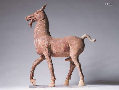 汉代（B.C.206-A.D.220） 陶加彩骏马俑