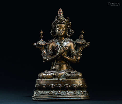 明初期（1368-1441） 西藏铜般若佛母座像