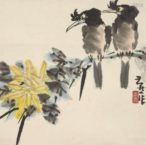 李燕（b.1943） 花鸟 立轴 设色纸本