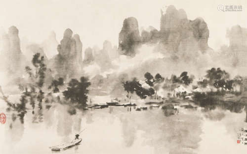 徐悲鸿（1895～1953） 漓江春雨 镜心 水墨纸本