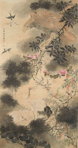 胡铁梅（1848～1849） 花鸟 立轴 设色绢本