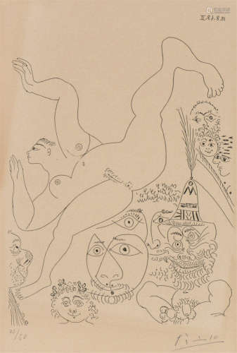 毕加索（1881～1973） 1968.8.18 版画