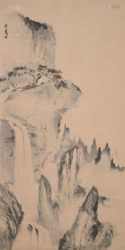 钱瘦铁（1897～1967） 松下观瀑图 立轴 水墨纸本