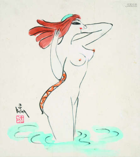 小岛功（1928～2015） 河童 镜心 设色纸本