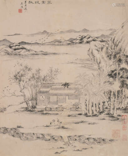 徐邦达（1911～2012） 仿吴历家园晚趣图 立轴 水墨纸本