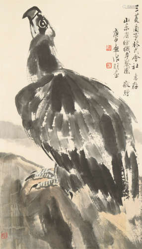 张朋（1918～2009） 雄鹰图 立轴 设色纸本
