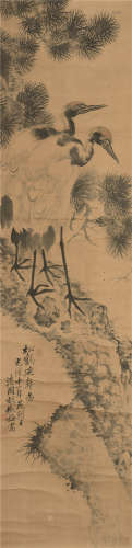 胡铁梅（1848～1899） 松鹤延年图 立轴 设色纸本