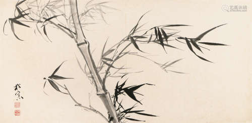 溥佺（1913～1991） 墨竹 横幅 镜心 水墨纸本