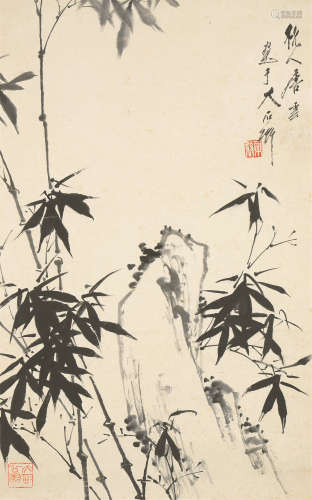 唐云（1910～1993） 竹石 立轴 水墨纸本