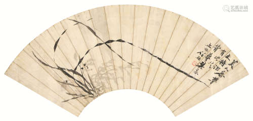 任预（1853～1901） 墨兰扇面 镜心 水墨纸本