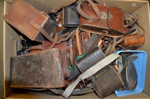 A Box of Camera Cases, a large quantity of leather cases with other photographic related containers