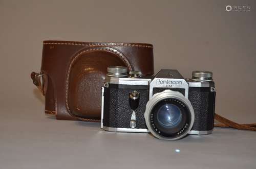 A Pentacon FM SLR Camera, serial no 187949, shutter working on higher speeds only, body G, with C