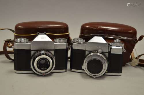 Two Zeiss Ikon Contaflex Cameras Models I and IV, shutters working, bodies G, elements G in