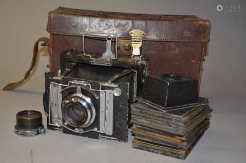 A Van Neck Folding Press Camera, condition P, with Ross Xpres 6