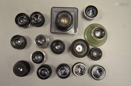 A Selection of Enlarging Lenses, including Durst, Komura Komuranon-S, Meopta, Paterson, Phago,