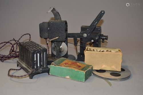 A Bingoscope and a R F Hunter hand-turned 9.5mm Cine Projectors, a Bingoscope with a 12V 6W lamp,