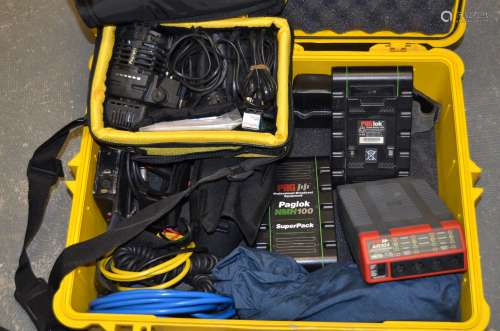 PAG Portable Lighting Equipment, including Paglite M 12V battery light and accessories, Mini HMI