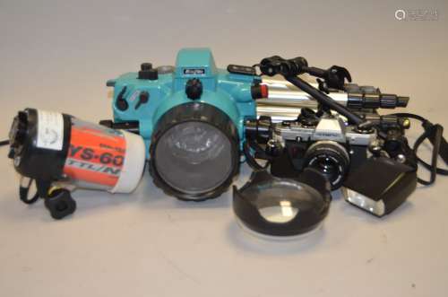 A SubAl Miniflex-N Underwater Housing for Nikon F801 SLR, with a Sea & Sea YS60 TTL/N underwater TTL