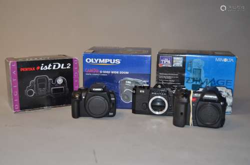 Digital SLR and Compact Cameras, Canon 350D body, Minolta Dimage 7, Olympus E=1, Pentax *ist D L2,